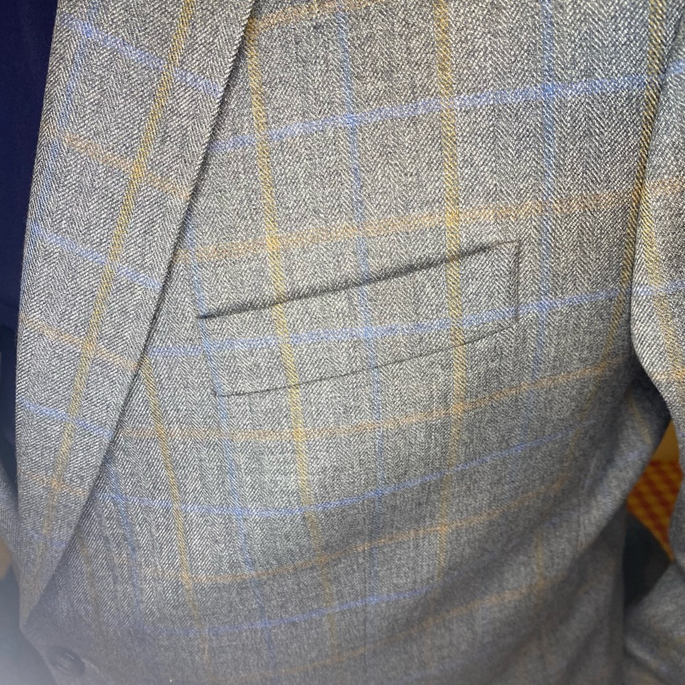 Yellow and Blue Plaid Suit Jacket